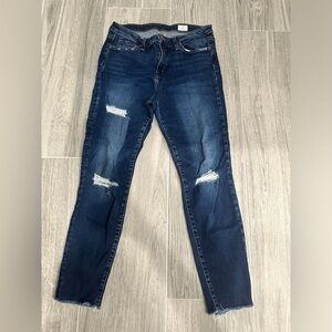 Buckle Bridge by Gly mid rise dark wash distressed ankle skinny jean size 30